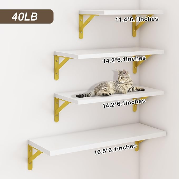 YGEOMER White Shelves for Wall, Different Sizes Wall Floating Shelves for