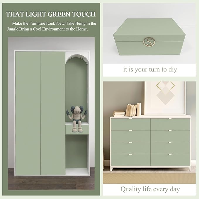 practicalWs Sage Green Wallpaper Stick and Peel Green Contact Paper 17.7'' x