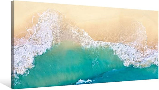 Goldfoilart Beach Canvas Wall Art Ocean Sea Waves Wall Decor Coastal