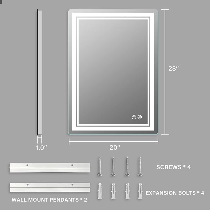 LED Bathroom Mirror 28x20 Inch