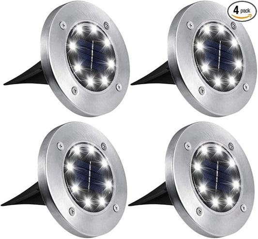 ZGWJ Solar Ground Lights,4 Pack Waterproof Solar Garden Lights, Upgraded Outdoor Garden Waterproof Bright in-Ground Lighting, Landscape Lighting for Pathway,Yard,Deck,Lawn,Patio,Walkway White
