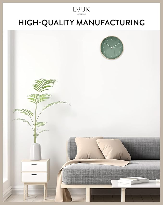 LUUK LIFESTYLE Wall Clock with Silent Movement, Without Ticking, Elegant and