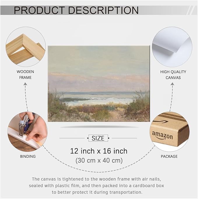 Nature Ocean Scenery Wall Art Beach Landscape Posters Vintage Coastal Aesthetic