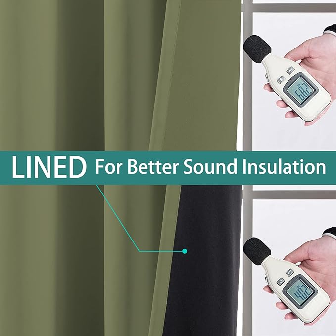 Yakamok 100% Blackout Curtains, Noise Reduction and Privacy Curtains