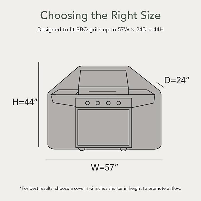 Covermates Grill Cover - Weather Resistant Outdoor Cover, Heavy Duty BBQ Covers for Large Outdoor Kitchen, Classic 12-Guage Vinyl, 57 Inch, Black