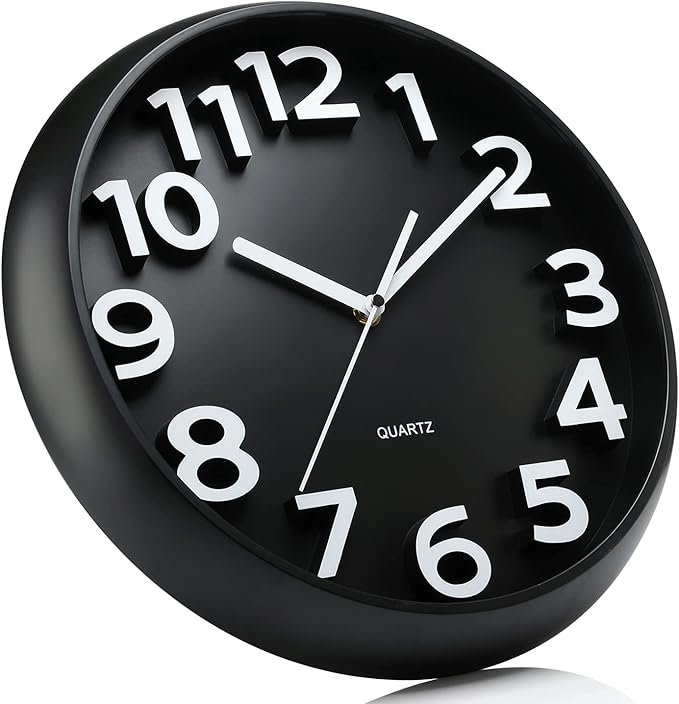 Plumeet 13'' Wall Clock, Large Battery Operated Wall Clocks Silent Non-Ticking