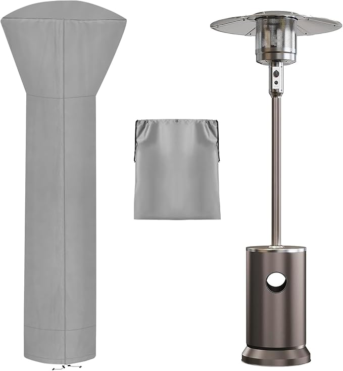 OutdoorLines Waterproof Outdoor Patio Heater Covers with Zipper and Storage Bag, Dust-proof UV-Resistant Windproof Propane Heavy Duty Heater Cover for Standing Heater, 1 Pack-89Hx33Dx19B inch Grey