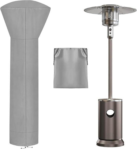 OutdoorLines Waterproof Outdoor Patio Heater Covers with Zipper and Storage Bag, Dust-proof UV-Resistant Windproof Propane Heavy Duty Heater Cover for Standing Heater, 1 Pack-89Hx33Dx19B inch Grey
