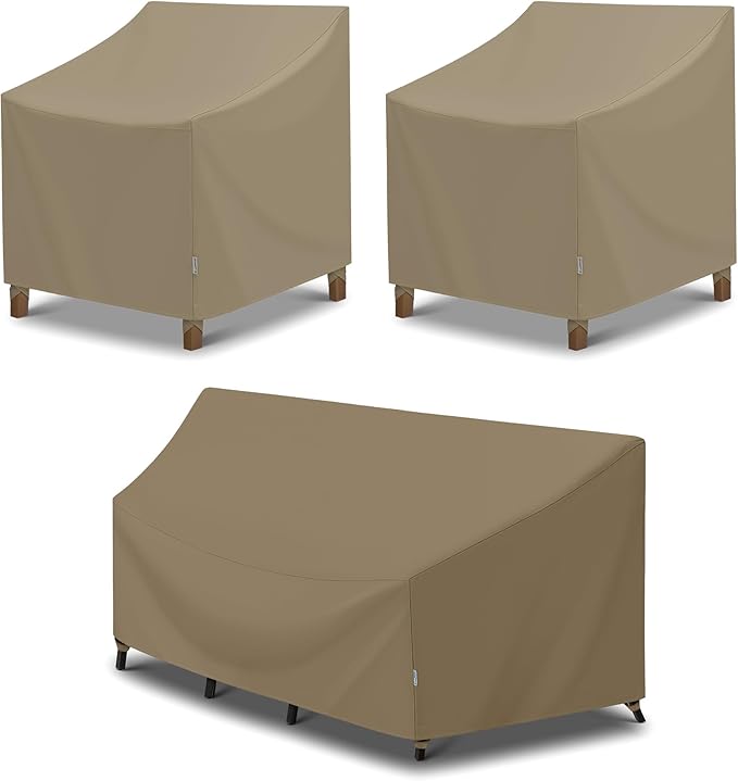 SunPatio Waterproof 2 Pack Oversized 40" Chair Covers & 120â Sectional Sofa Cover Bundle