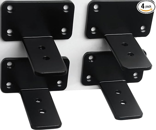 4 Pack - 3 inch Black Hidden L Shelf Bracket Iron Floating Shelf Brackets