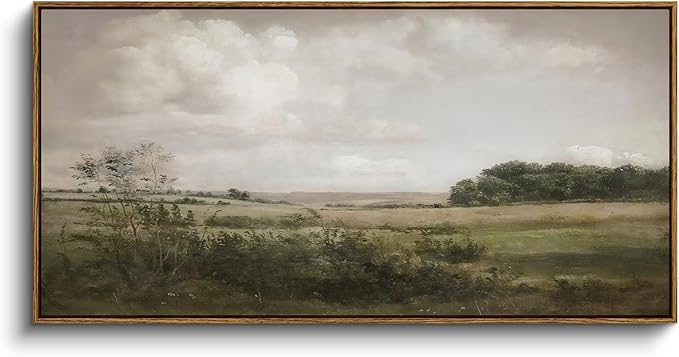 InSimSea Extra Large Framed Vintage Wall Art, Living Room Country Farmhouse Decor, Wilderness Landscape Paintings, Canvas Prints, Retro Farm Long Picture for Bedroom Above of Bed,20x40inch