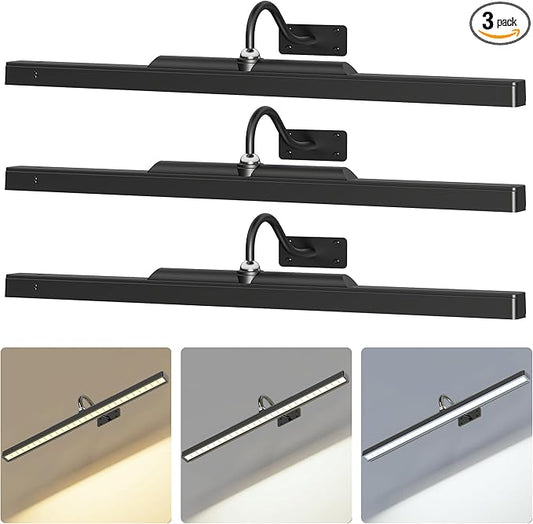 24Inch Picture Lights Battery Powered 6000mAh -3 Pack Black Wireless Remote