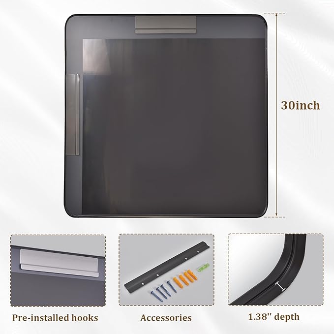 30"x 30" Black Bathroom Mirror