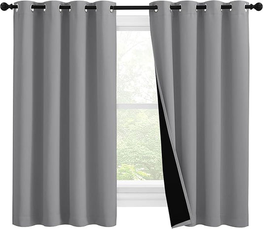 NICETOWN Silver Grey 100% Blackout Curtains