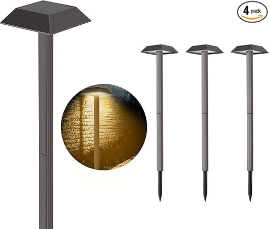 Super Bright 300 Lumens Solar Pathway Lights Outdoor, 2 Lighting Color Modes Warm White & Daylight, Waterproof Landscape LED Lighting for Walkway, Garden, Driveway, Yard â Easy Installation (4 Pack)