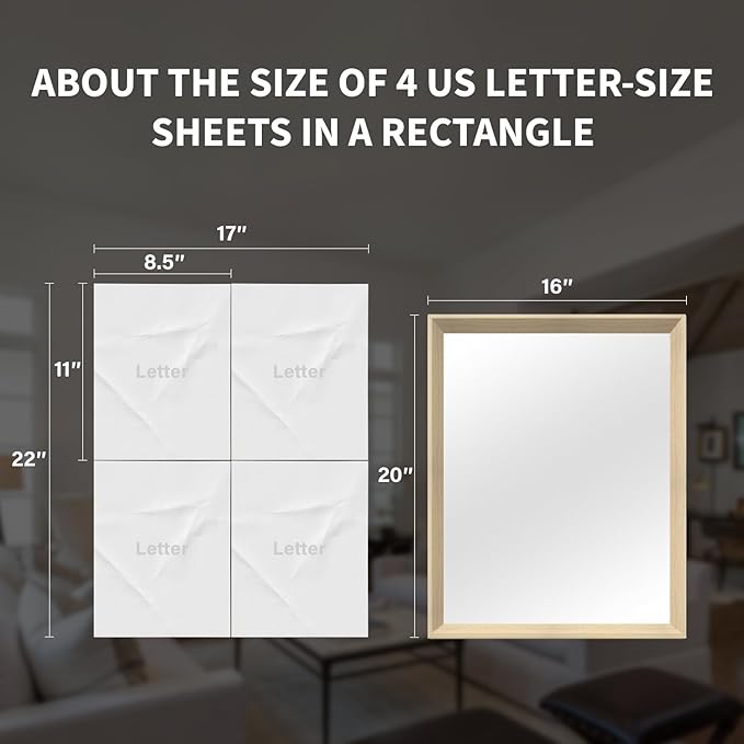 Oak Wood Effect Framed Wall Mirror, 16x20 Rectangle Mirror,