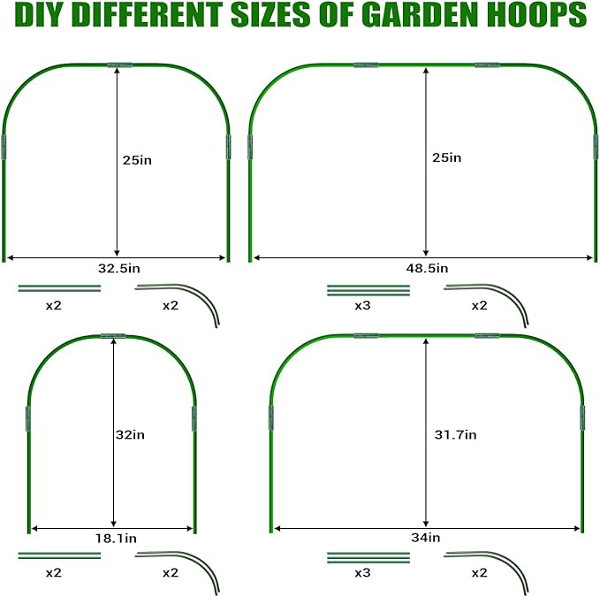 Garden Mesh Netting Kit, 10x30FT Green Ultra Fine Netting with 6 Sets Wide Garden Hoops & 18 Clips, Raised Garden Bed Netting with Frame, Row Cover, Plant Barrier for Vegetables Fruits