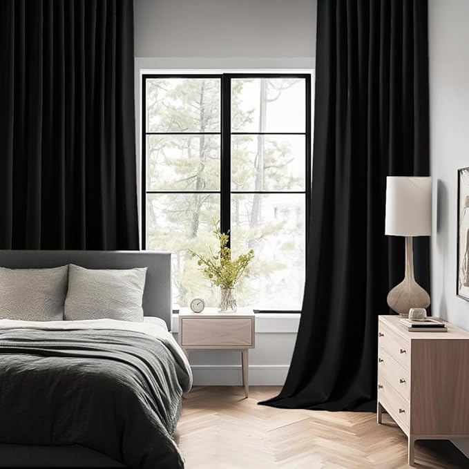 MIULEE Back Tab Blackout Curtains 120 Inch Long 2 Panels Set