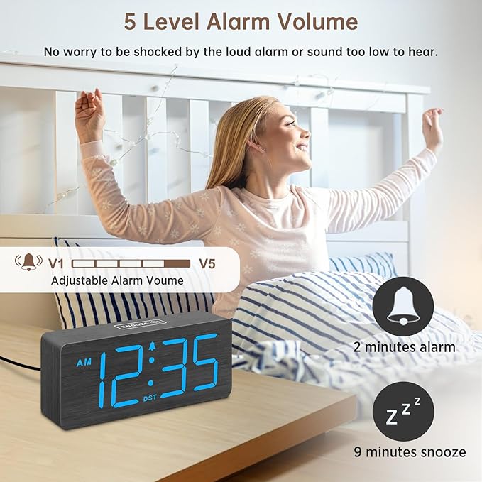 DreamSky Wooden Digital Alarm Clock