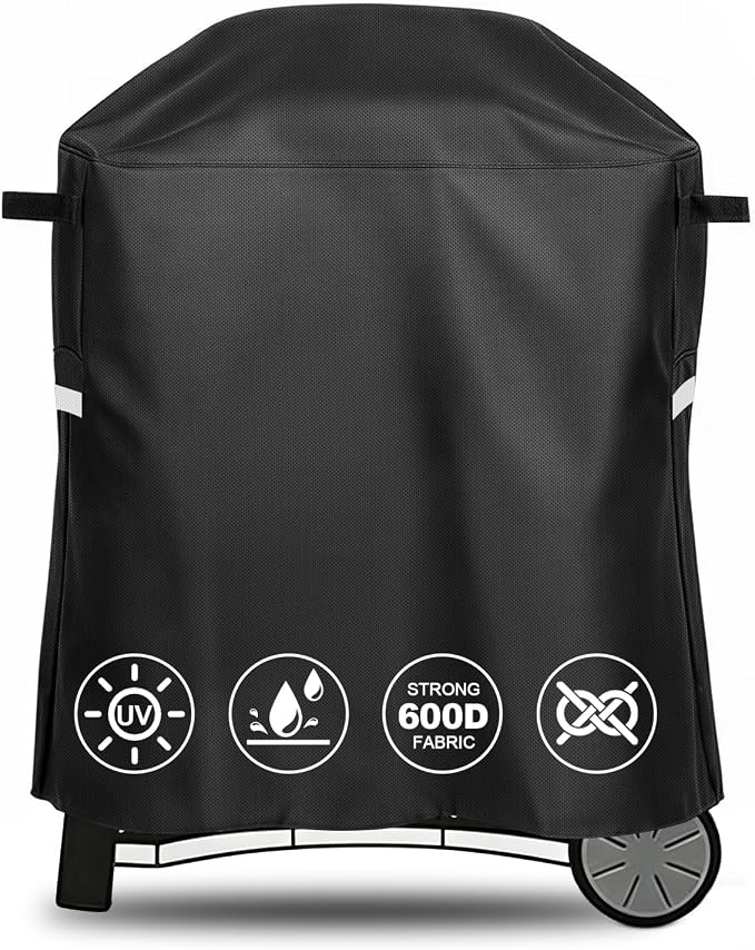 QuliMetal 7113 Grill Cover for Weber Q100 Q120 Q1000 Q1200 Q200 Q220 Q2000 Q2200 Q2400 Q2800N+ Series Gas Grills, Heavy Duty BBQ Gas Grill Cover, 600D