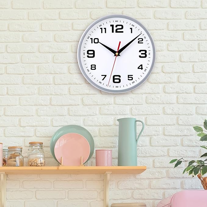 Wall Clock Silent Non-Ticking 8 Inch Modern Clocks Battery Operated Small