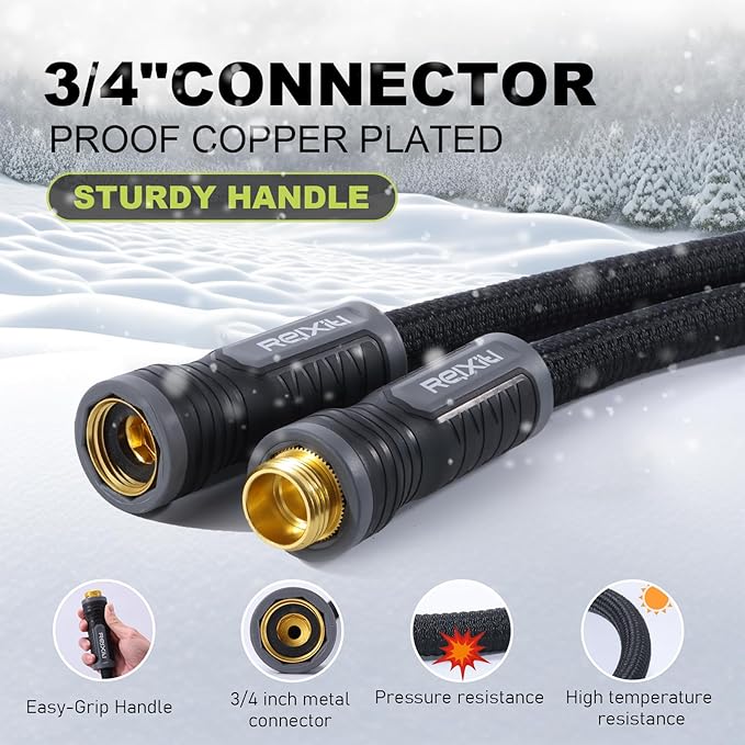 Relxitl Garden Hose 10FT, Flexible Water Hose, Ultra Lightweight Non-Expanding hose, Leak proof, Pressure Resistant for Yard, Outdoor (Black, 10FT)