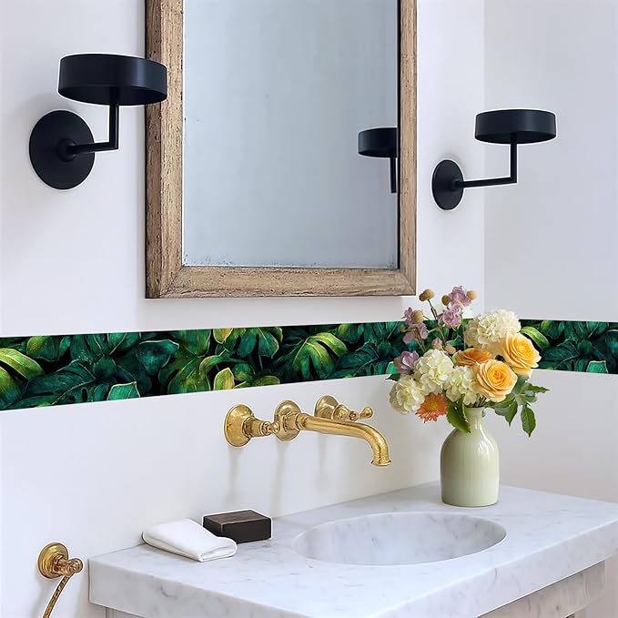 Tropical Leaf Wallpaper Border 196x4 Inch Peel and Stick Wall Border Self