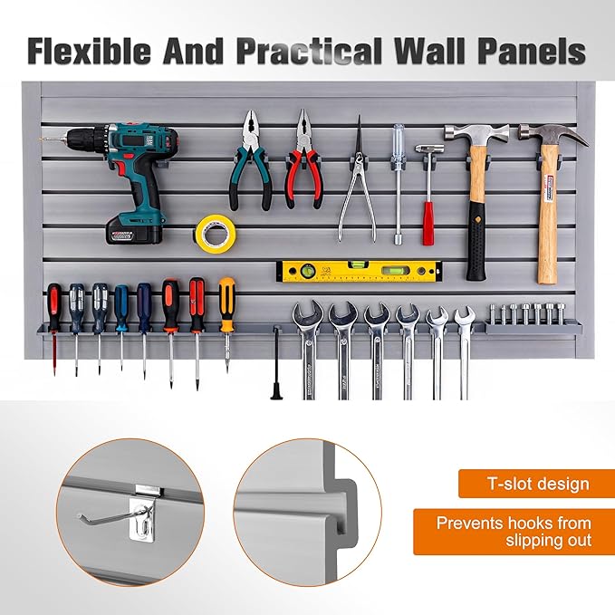 Slatwall Panel 4x2FT PVC Slat Wall Panels Garage Slat Wall Organizer Heavy Duty