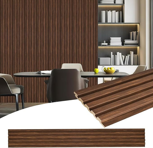 8-Pack 3D Slat Wall Panels — Soundproof Faux Wood Wall Panels