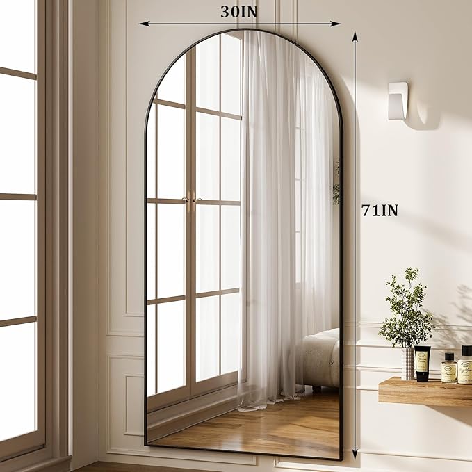 HARRITPURE 71"x30" Arched Full Length Mirror Free Standing Leaning Hanging