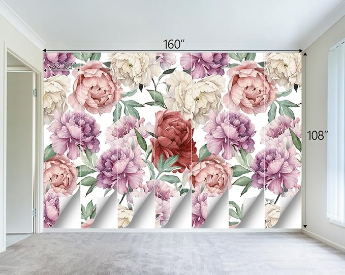 Pink Peony Flowers Mural Bedroom Peony Floral Wallpaper Room Decor Living Room