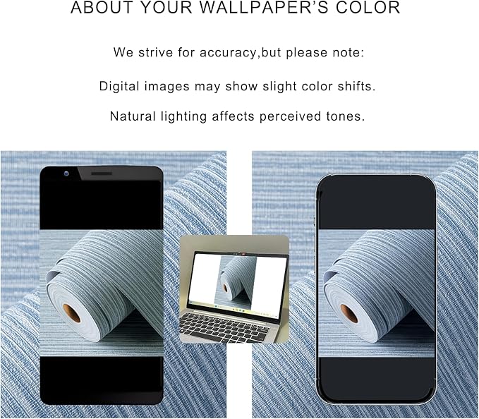 Grasscloth Textured Wallpaper Blue Peel and Stick 24inX393in Fabric Wall Paper