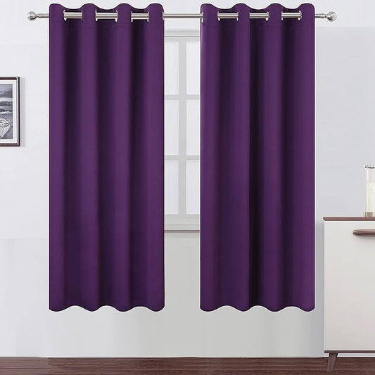 LEMOMO Purple Thermal Blackout Curtains/52 x 72 Inch/Set of 2 Panels Room