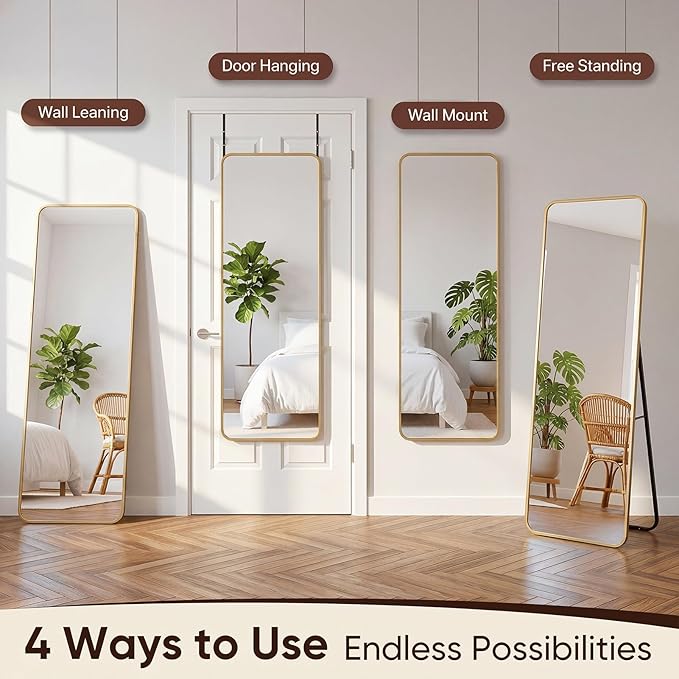 Antok 48"x14" Over the Door Mirror, Full Length Mirror Door Hanging