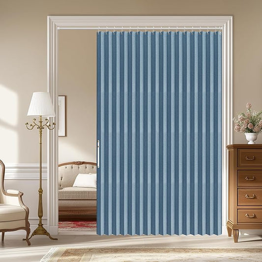 AJAZZ 100% Blackout Accordion Door Closet Door Curtain Invisible Applicable