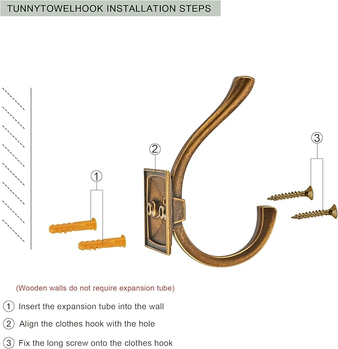 TUNNY 5 Pack Antique Design Wall Hanging Coat Hooks