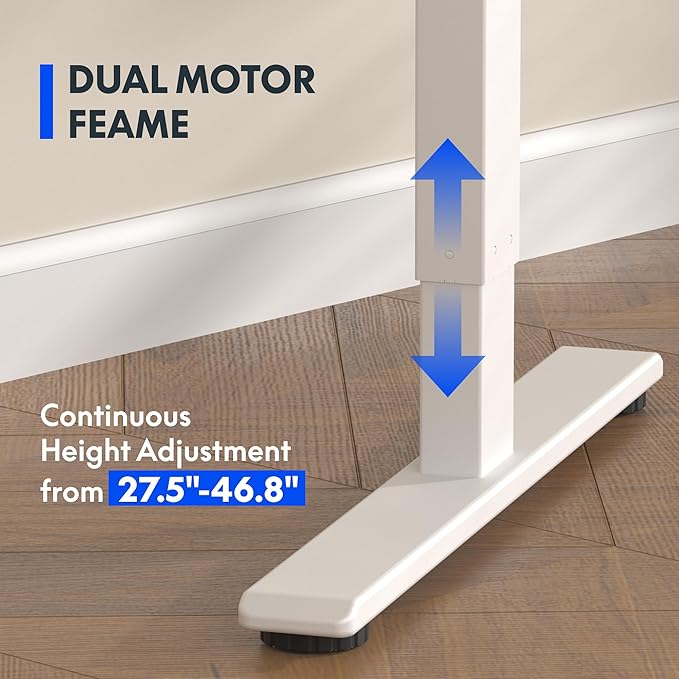 FLEXISPOT E3 Dual Motor Electric Standing Desk 48 x 30 Sit Stand Up Desk, Holds 220 lbs, Adjustable Height w/Memory Presets, One-Piece Marble Grey Desktop & White Frame, Ships in 2 Boxes