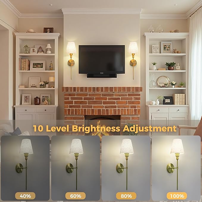 DORESshop Battery Operated Wall Sconce Set of 2, 7 Color Wireless Wall Light