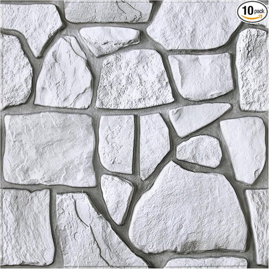 COMSTICKC 3D Faux Gray Stone Wall Sticker Peel and Stick Wall Panels,