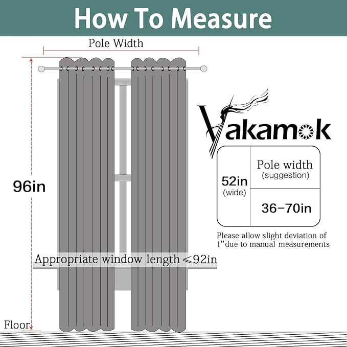 Yakamok Green 100% Blackout Curtains, Total Blackout Lined Curtain Panels