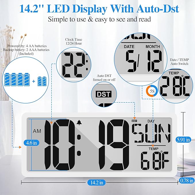 TXL Large Digital Wall Clock