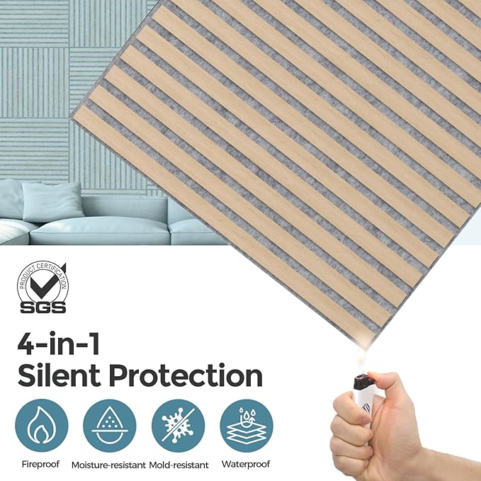 AKUMAX 4 Pack Wood Panels-3D Slat Wall Panelling