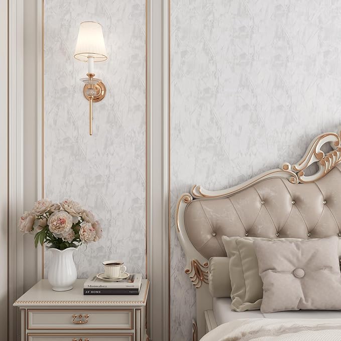 YENHOME Velvet Wallpaper Peel and Stick Textured 17.7"X200" White Velvet Peel