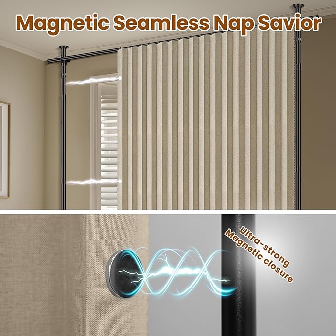 100% Blackout Room Divider Curtains Sets Beige W100 x L84 in, 2 Panels Curtain