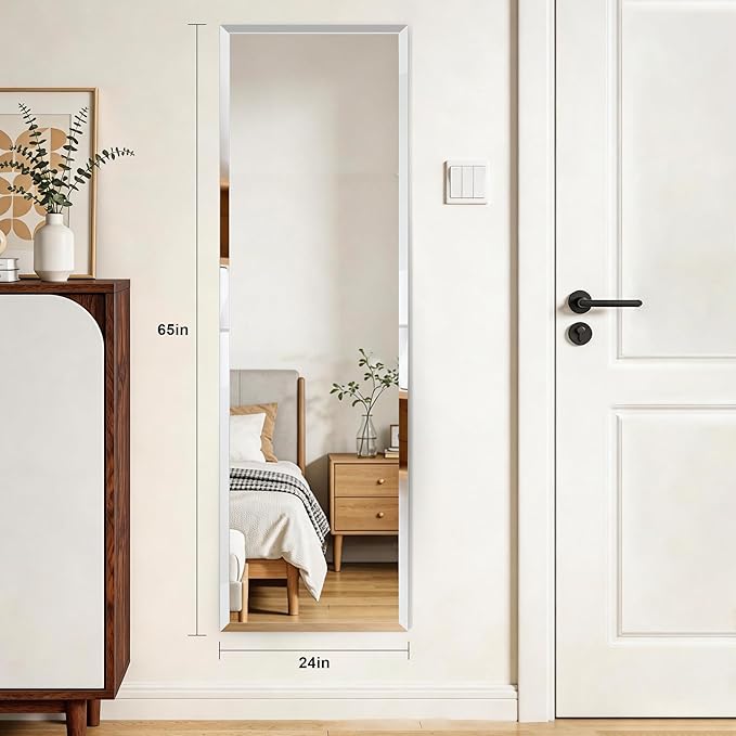 Frameless Mirror Full Length 65”x24”| Wall Mount Mirror Full Length Beveled