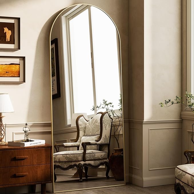 HARRITPURE 64"x21" Arched Full Length Mirror Free Standing Leaning Hanging