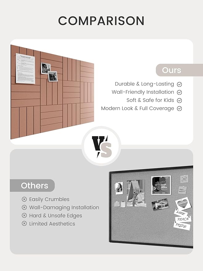 Bumusty Large Cork Board Alternative-48 x 36" Felt Bulletin Board Tiles