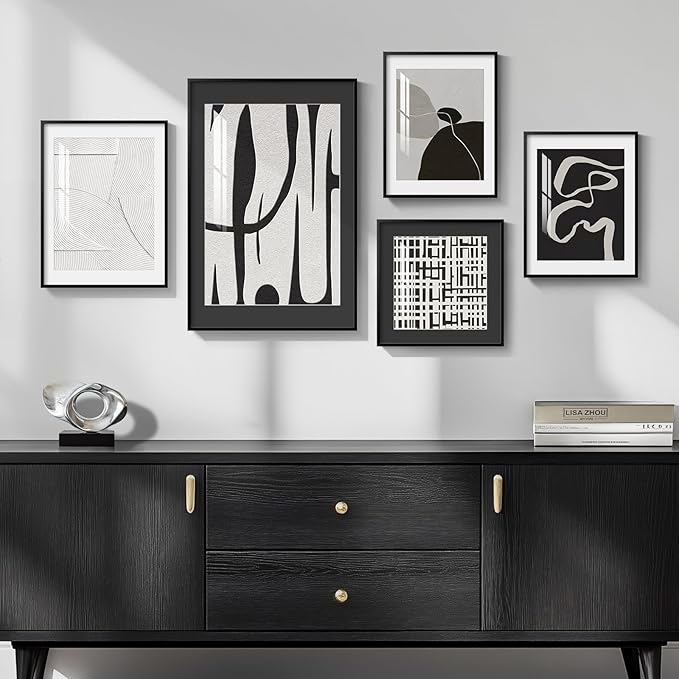 Framed Black and White Abstract Wall Art