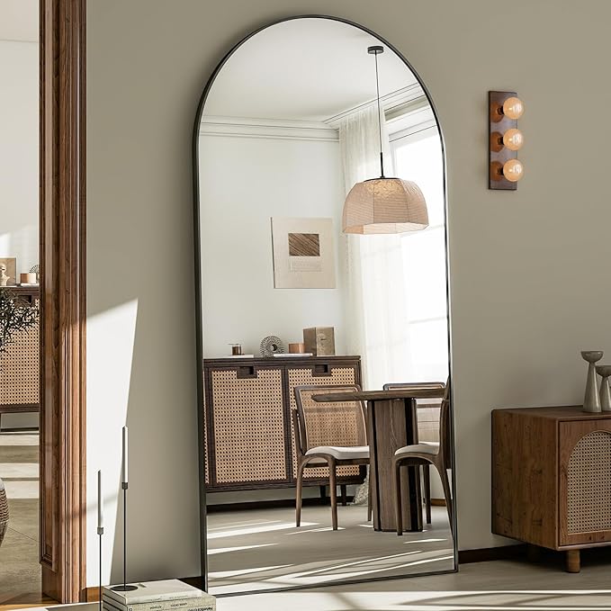 GLSLAND-30x71 inch Wall Mount Arched Full Length Mirror-Aluminum Alloy Frame