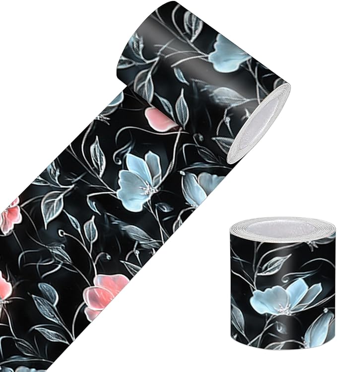 HOMETITUTE Wallpaper Border Peel and Stick Dark Botanical Texture Decorative